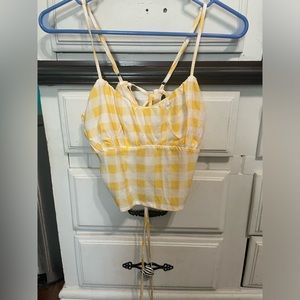 Rue21 Plaid Yellow Crop Top Adjustable Straps